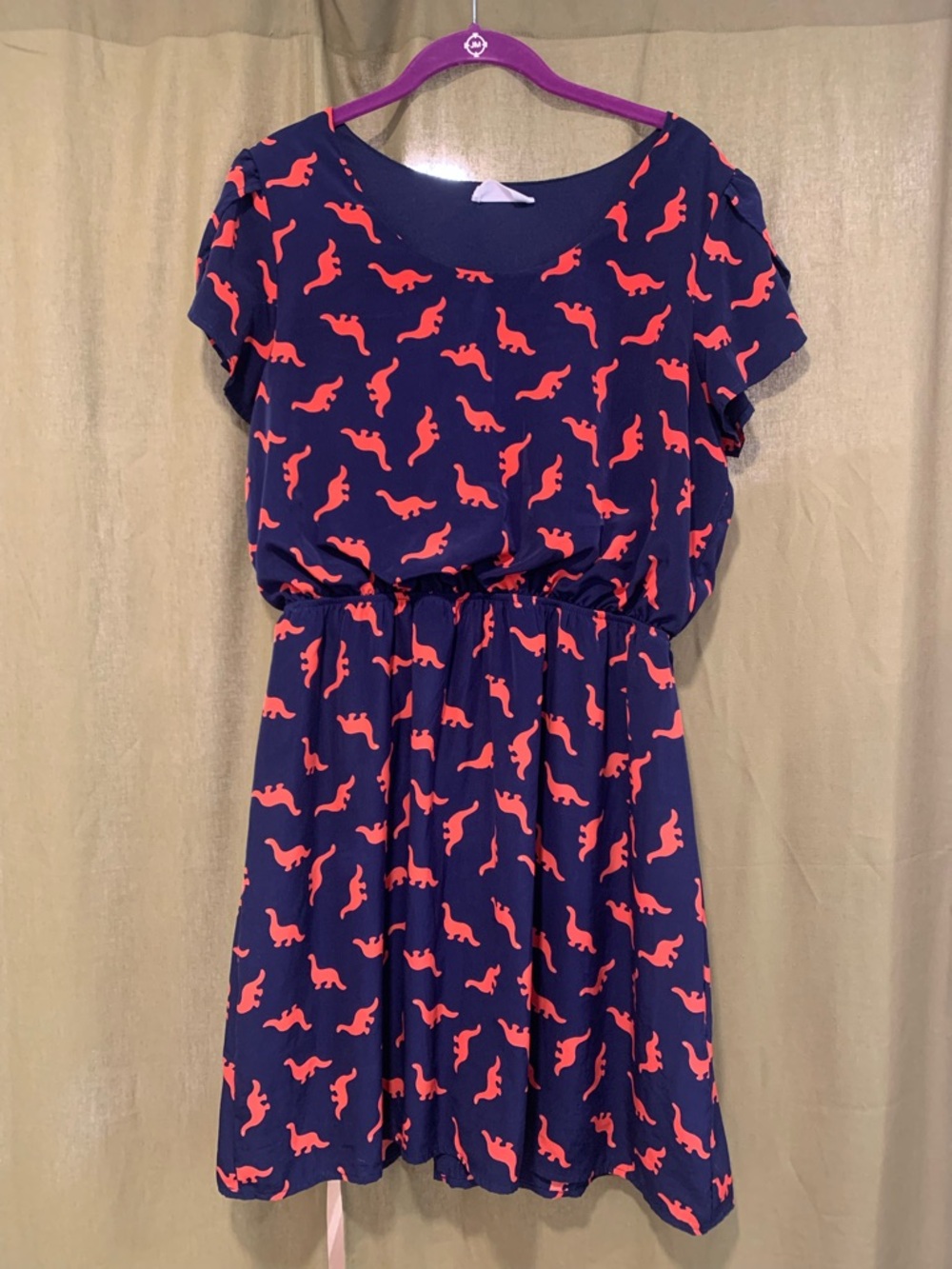 Peach Love Adorable Dinosaur Dress, XL